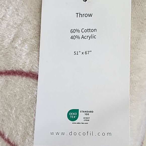 Docofil LOVE YOU GRAMMY Floral Reversible Throw Blanket Off White And Portugal - Picture 12 of 16